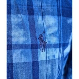 Polo Ralph Lauren Womens Boyfriend Fit Button-Up Shirt 14 Blue Check
